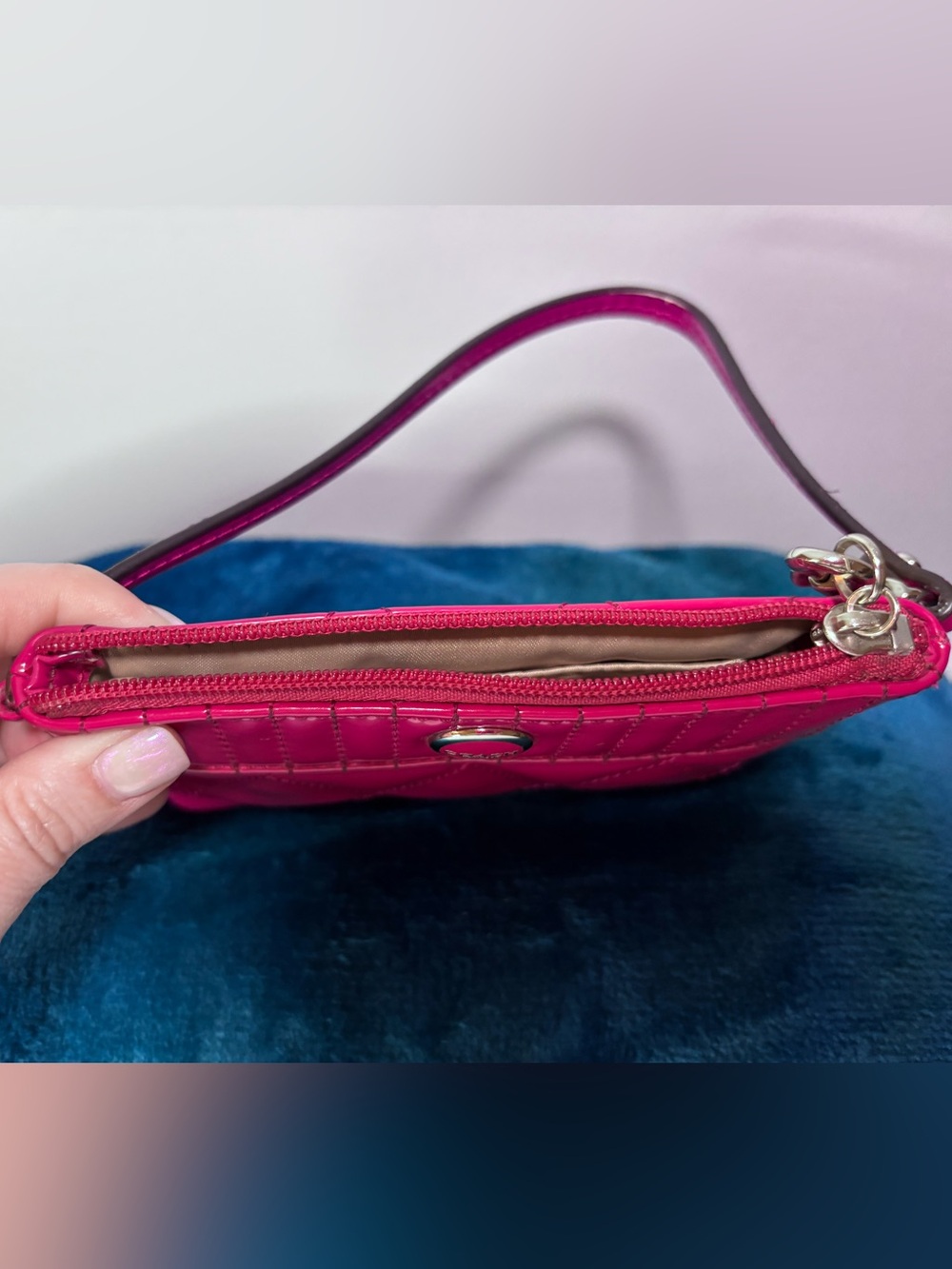 COACH Quilted Patent Leather Wristlet - Hot Pink - Picture 5 of 8